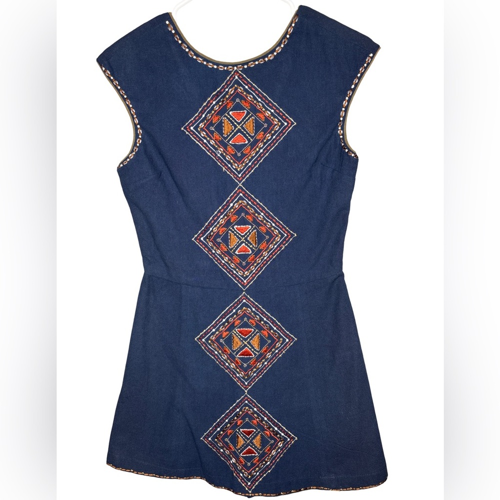 Piper Navy Blue Embroidered Romper